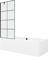 Mexen Cube obdĺžniková vaňa 180 x 80 cm s obkladom a 1-krídlovou sprchovou zástenou 80 cm, Čierny vzor - 550518080X9508007077