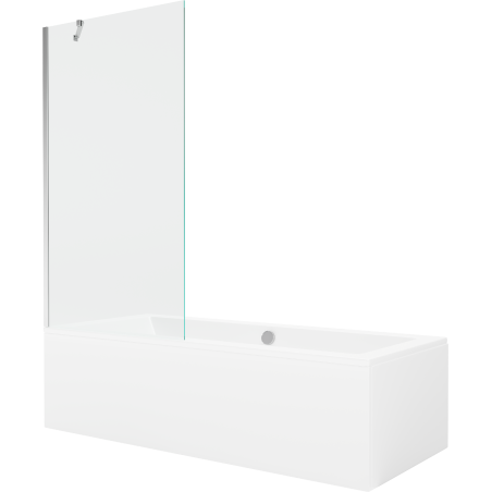 Mexen Cube obdĺžniková vaňa 180 x 80 cm s obložením a zástenou s 1 krídlom 90 cm, transparentná, chróm - 550518080X9509000001