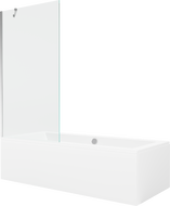 Mexen Cube obdĺžniková vaňa 180 x 80 cm s krytom a 1-krídlovým paravánom 90 cm, transparentná, chróm
