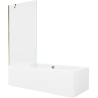 Mexen Cube obdĺžniková vaňa 180 x 80 cm s obkladom a 1-krídlovou zástenou 90 cm, priehľadná, zlatá