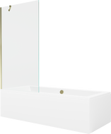 Mexen Cube obdĺžniková vaňa 180 x 80 cm s krytom a 1-krídlovým zástenou 90 cm, transparentná, zlatá