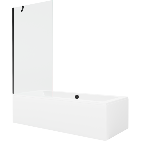 Mexen Cube obdĺžniková vaňa 180 x 80 cm s obložením a 1-krídlovými dverami 90 cm, transparentná, čierna - 550518080X9509000070