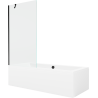 Mexen Cube Obdĺžniková vaňa 180 x 80 cm s krytom a jednokrídlovou zástenou 90 cm, transparentná, čierna