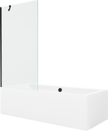 Mexen Cube obdĺžniková vaňa 180 x 80 cm s obložením a 1-krídlovou zástena 90 cm, transparentná, čierna