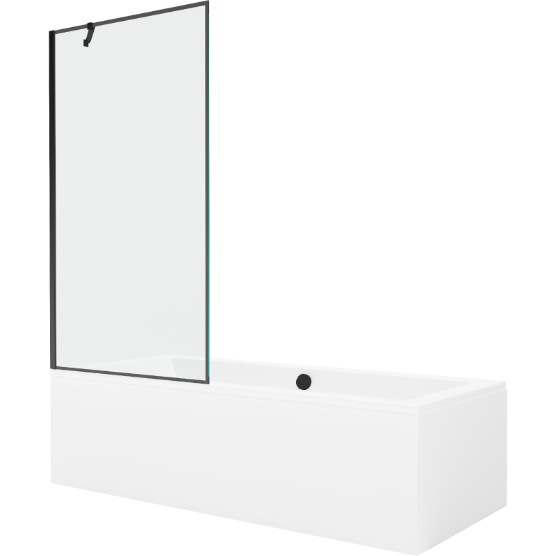 Mexen Cube obdĺžniková vaňa 180 x 80 cm so skriňou a 1-krídlovou zástenou 90 cm, čierny vzor - 550518080X9509007070
