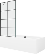 Mexen Cube obdĺžniková vaňa 180 x 80 cm s panelom a jednokrídlovou zástenou 90 cm, čierny vzor - 550518080X9509007077