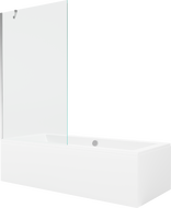 Mexen Cube obdĺžniková vaňa 180 x 80 cm s panelom a jednokrídlovou zástena 100 cm, transparentná, chróm - 550518080X9510000001