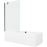 Mexen Cube obdĺžniková vaňa 180 x 80 cm s panelom a paravánom s 1-krídlom 100 cm, transparentný, čierny - 550518080X9510000070