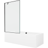 Mexen Cube obdĺžniková vaňa 180 x 80 cm s krytom a jednokrídlovým zástenom 100 cm, čierny vzor - 550518080X9510007070