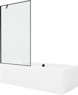 Mexen Cube obdĺžniková vaňa 180 x 80 cm s krytom a jednokrídlovým zástenom 100 cm, čierny vzor - 550518080X9510007070