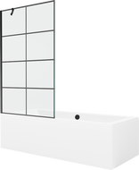 Mexen Cube obdĺžniková vaňa 180 x 80 cm s obkladom a 1-krídlovou sprchovou zástenou 100 cm, Čierny vzor - 550518080X9510007077