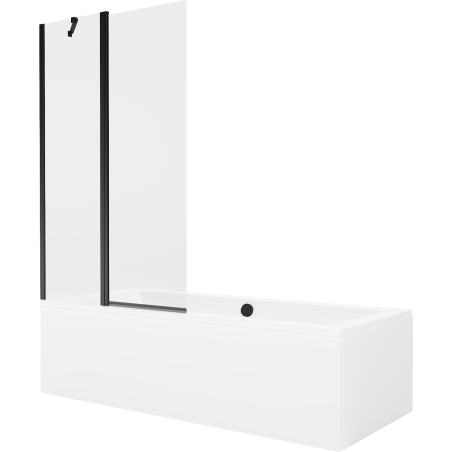 Mexen Cube obdĺžniková vaňa 170 x 80 cm s krytom a 1-krídlovým zástenou 100 cm, transparentná, čierna - 550517080X9410117000