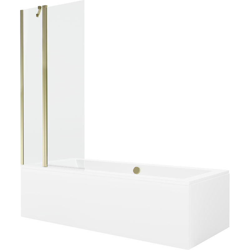 Mexen Cube obdĺžniková vaňa 180 x 80 cm s obložením a 1-krídlovou zástenou 80 cm, transparentná, zlatá- 550518080X9408115000
