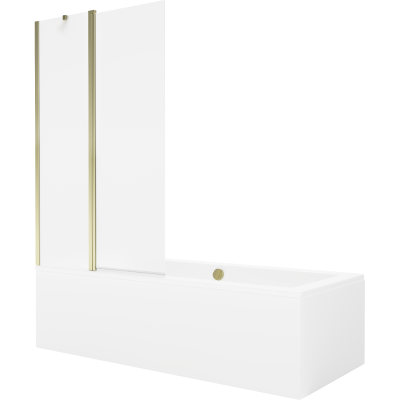 Mexen Cube obdĺžniková vaňa 180 x 80 cm s obložením a 1-krídlovým závesom 100 cm, transparentná, zlatá - 550518080X9410115000