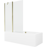 Mexen Cube obdĺžniková vaňa 180 x 80 cm s plášťom a jednodverovým paravánom 120 cm, transparentná, zlatá - 550518080X9412115000