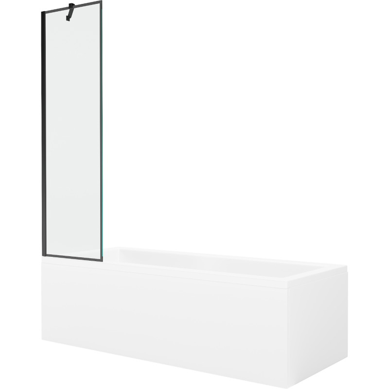Mexen Cubik obdĺžniková vaňa 150 x 70 cm s panelom a 1-krídlovým závesom 50 cm, čierny vzor - 550315070X9505007070