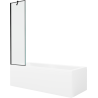 Mexen Cubik obdĺžniková vaňa 150 x 70 cm s panelom a 1-krídlovým závesom 50 cm, čierny vzor - 550315070X9505007070