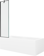 Mexen Cubik obdĺžniková vaňa 150 x 70 cm s panelom a jednokrídlovou zástienkou 50 cm, čierny vzor - 550315070X9505007070