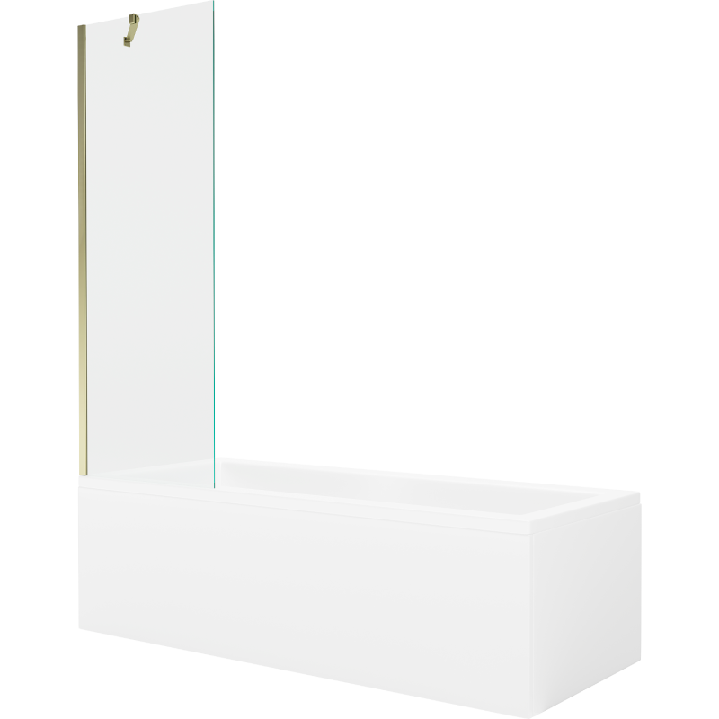 Mexen Cubik obdĺžniková vaňa 150 x 70 cm s obložením a 1-krídlovou zástěnou 60 cm, transparentná, zlatá - 550315070X9506000050