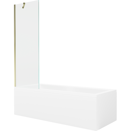 Mexen Cubik obdĺžniková vaňa 150 x 70 cm s obudovaním a 1-krídlovým paravanom 60 cm, transparentná, zlatá