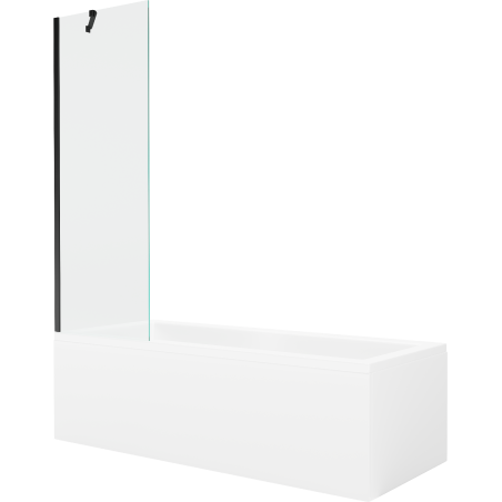 Mexen Cubik obdĺžniková vaňa 150 x 70 cm s obložením a 1-krídlovou zástenou 60 cm, transparentná, čierna - 550315070X9506000070