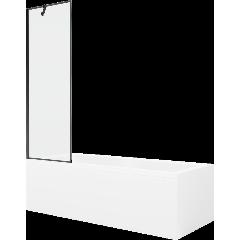 Mexen Cubik obdĺžniková vaňa 150 x 70 cm s obkladom a 1-krídlovou sprchovou zástenou 60 cm, Čierny vzor - 550315070X9506007070