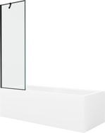 Mexen Cubik obdĺžniková vaňa 150 x 70 cm s obkladom a 1-krídlovou sprchovou zástenou 60 cm, Čierny vzor - 550315070X9506007070