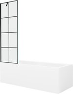 Mexen Cubik obdĺžniková vaňa 150 x 70 cm s obkladom a 1-krídlovou sprchovou zástenou 60 cm, Čierny vzor - 550315070X9506007077