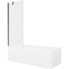Mexen Cubik obdĺžniková vaňa 150 x 70 cm s krytom a 1-krídlovým zástenom 70 cm, transparentná, čierna - 550315070X9507000070