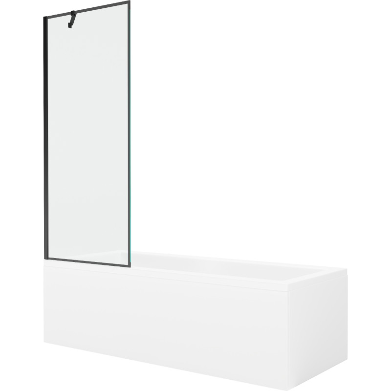 Mexen Cubik obdĺžniková vaňa 150 x 70 cm s obložkou a 1-krídlovým zástenou 70 cm, čierny vzor - 550315070X9507007070