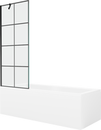 Mexen Cubik obdĺžniková vaňa 150 x 70 cm s obkladom a 1-krídlovou sprchovou zástenou 70 cm, Čierny vzor - 550315070X9507007077