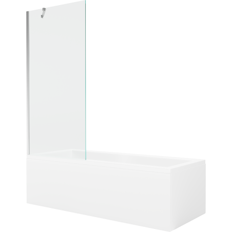 Mexen Cubik obdĺžniková vaňa 150 x 70 cm s obložením a jednokrídlovou zástenou 80 cm, transparentná, chróm