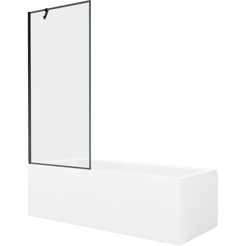 Mexen Cubik obdĺžniková vaňa 150 x 70 cm s krytom a jedným krídlom zásteny 80 cm, čierny vzor - 550315070X9508007070