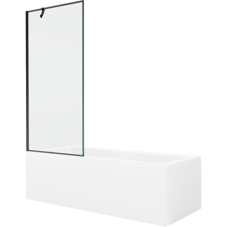 Mexen Cubik obdĺžniková vaňa 150 x 70 cm s krytom a jedným krídlom zásteny 80 cm, čierny vzor - 550315070X9508007070