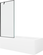 Mexen Cubik obdĺžniková vaňa 150 x 70 cm s krytom a jedným krídlom zásteny 80 cm, čierny vzor - 550315070X9508007070