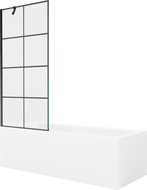 Mexen Cubik obdĺžniková vaňa 150 x 70 cm s krytom a 1-krídlovým zástenou 80 cm, čierny vzor - 550315070X9508007077