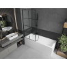 Mexen Cubik obdĺžniková vaňa 150 x 70 cm s obložením a 1-krídlovým paravanom 80 cm, čierny vzor - 550315070X9508007077