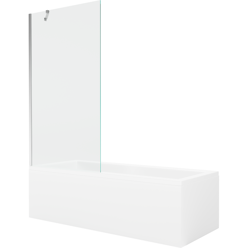 Mexen Cubik obdĺžniková vaňa 150 x 70 cm s obkladom a 1-krídlovým paravánom 90 cm, transparentná, chróm - 550315070X9509000001