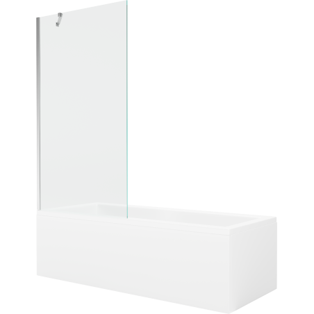 Mexen Cubik obdĺžniková vaňa 150 x 70 cm s obkladom a 1-krídlovým paravánom 90 cm, transparentná, chróm - 550315070X9509000001