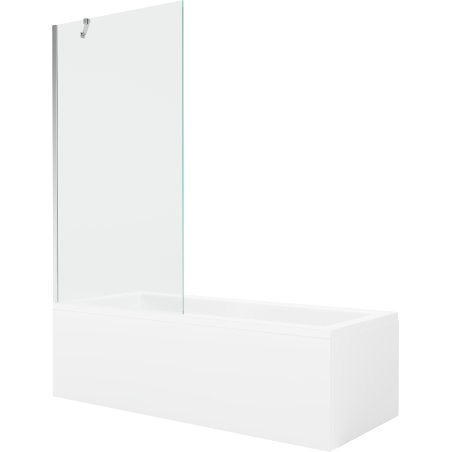 Mexen Cubik pravoúhlá vaňa 150 x 70 cm s krytom a 1-krídlovou zástenou 90 cm, transparentná, chróm - 550315070X9509000001