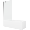 Mexen Cubik obdĺžniková vaňa 150 x 70 cm s obložením a 1-krídlovou zástenou 90 cm, transparentná, chróm