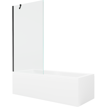 Mexen Cubik obdĺžniková vaňa 150 x 70 cm s panelom a jednokrídlovou zástenou 90 cm, priehľadná, čierna - 550315070X9509000070