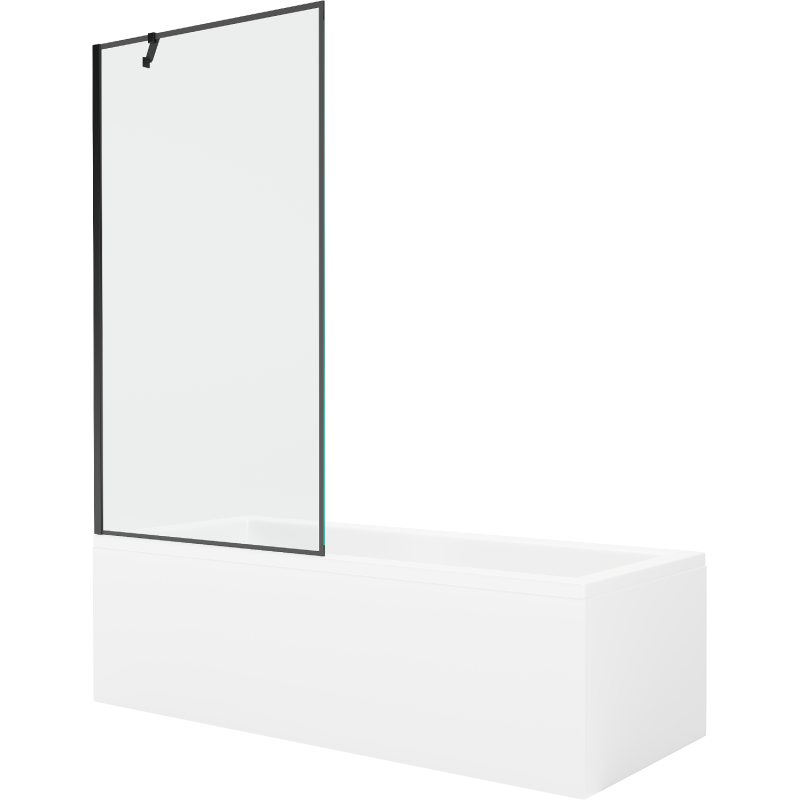 Mexen Cubik obdĺžniková vaňa 150 x 70 cm s panelom a jednokrídlovou zástenou 90 cm, čierny vzor - 550315070X9509007070