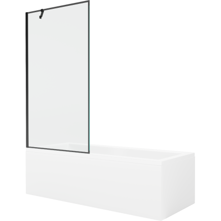 Mexen Cubik obdĺžniková vaňa 150 x 70 cm s krytom a jednokrídlovým paravanom 90 cm, čierny vzor - 550315070X9509007070