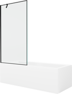 Mexen Cubik obdĺžniková vaňa 150 x 70 cm s panelom a jednokrídlovou zástenou 90 cm, čierny vzor - 550315070X9509007070