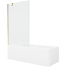 Mexen Cubik obdĺžniková vaňa 150 x 70 cm s krytom a jednokrídlovou zástenou 100 cm, priehľadná, zlatá - 550315070X9510000050