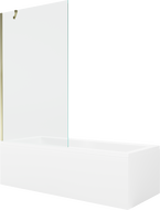 Mexen Cubik obdĺžniková vaňa 150 x 70 cm s krytom a jednokrídlovou zástenou 100 cm, priehľadná, zlatá - 550315070X9510000050