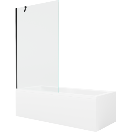 Mexen Cubik obdĺžniková vaňa 150 x 70 cm s krytom a jednokrídlovou zástenou 100 cm, transparentná, čierna - 550315070X9510000070