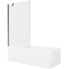 Mexen Cubik obdĺžniková vaňa 150 x 70 cm s krytom a jednokrídlovou zástenou 100 cm, transparentná, čierna - 550315070X9510000070