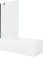 Mexen Cubik obdĺžniková vaňa 150 x 70 cm so zástenou a jedno-krídlovým paravánom 100 cm, transparentná, čierna